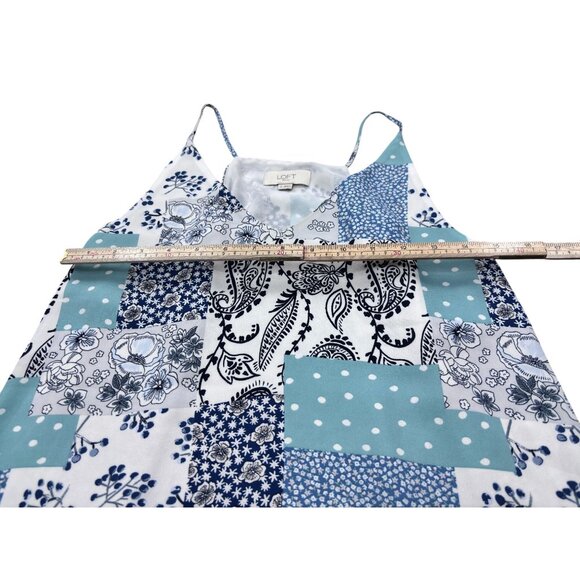 Loft Outlet Womens Sleeveless Patchwork Tank Top S Polyester Blue & White - Picture 8 of 10